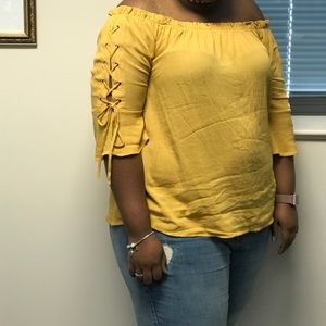Yellow off the shoulder top
